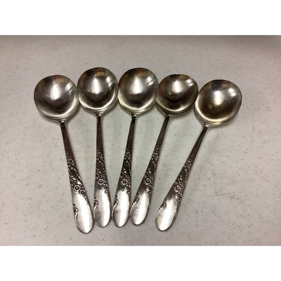 Oneida Other - Oneida Tudor Plate Bridal Wreath Pattern Silverplate Soup Spoons 5 Vintage
